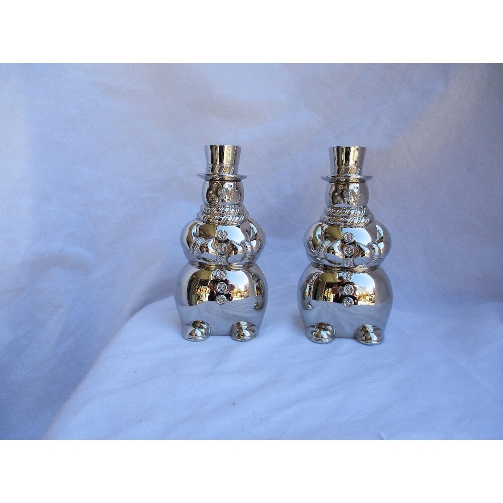 Christmas‎ snowmen salt pepper shakers International silver Holiday decor